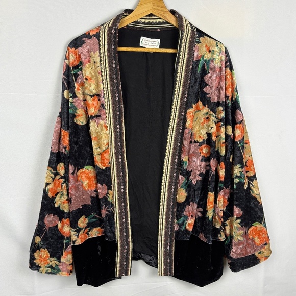 Loverich Women Velvet Kimono Jacket Sz L-XL Open Front Boho Gypsy Luxe Regal - Picture 1 of 11